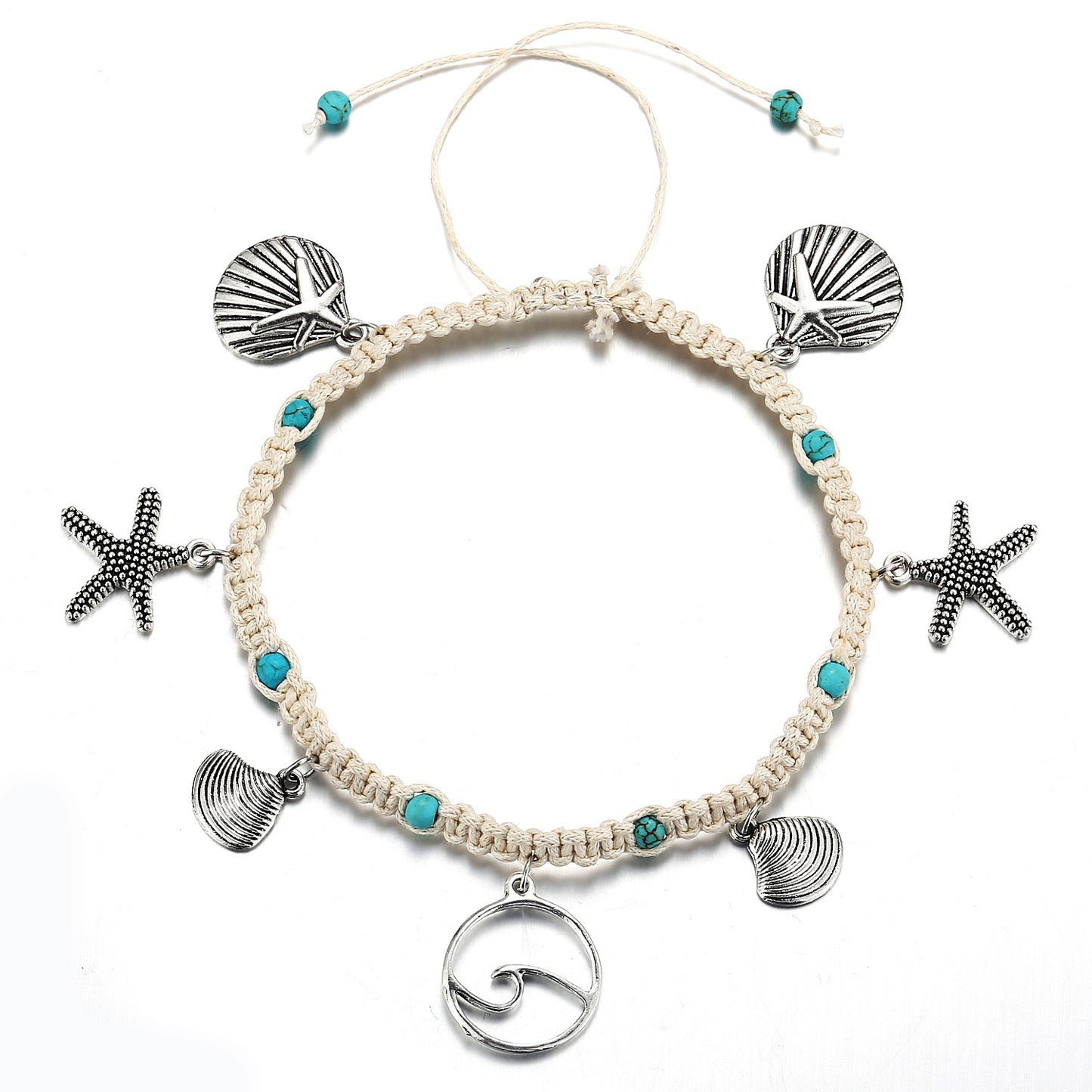 Green Blue Color Star Fish Anklet