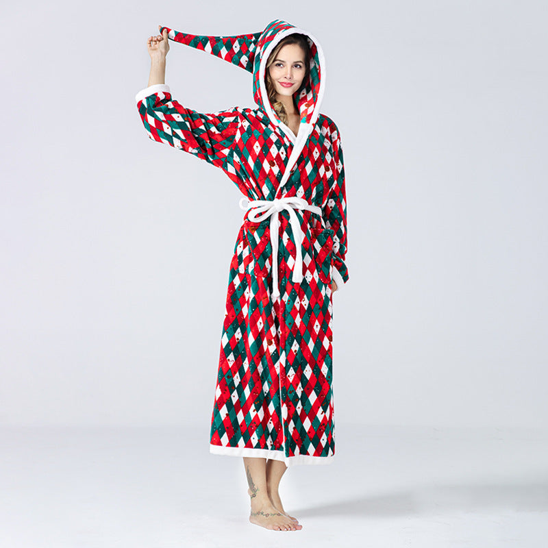 Sleepwear  Fleece Hooded Bathrobe