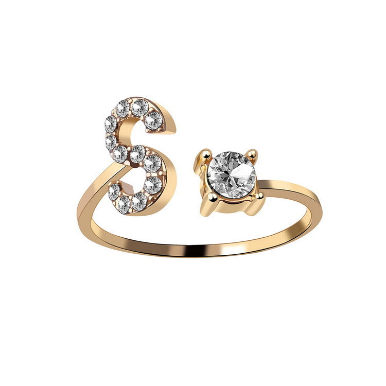 Adjustable 26 Initial Letter Ring Fashion Jewelry For Women