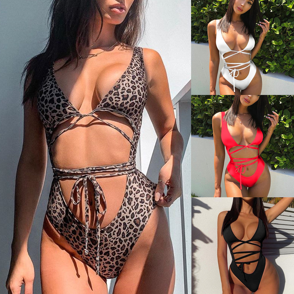 One-piece High Waist Banded Bikini Swimsuit