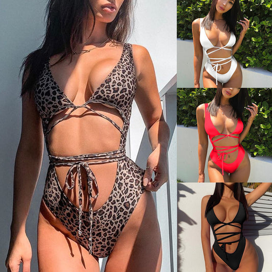 One-piece High Waist Banded Bikini Swimsuit