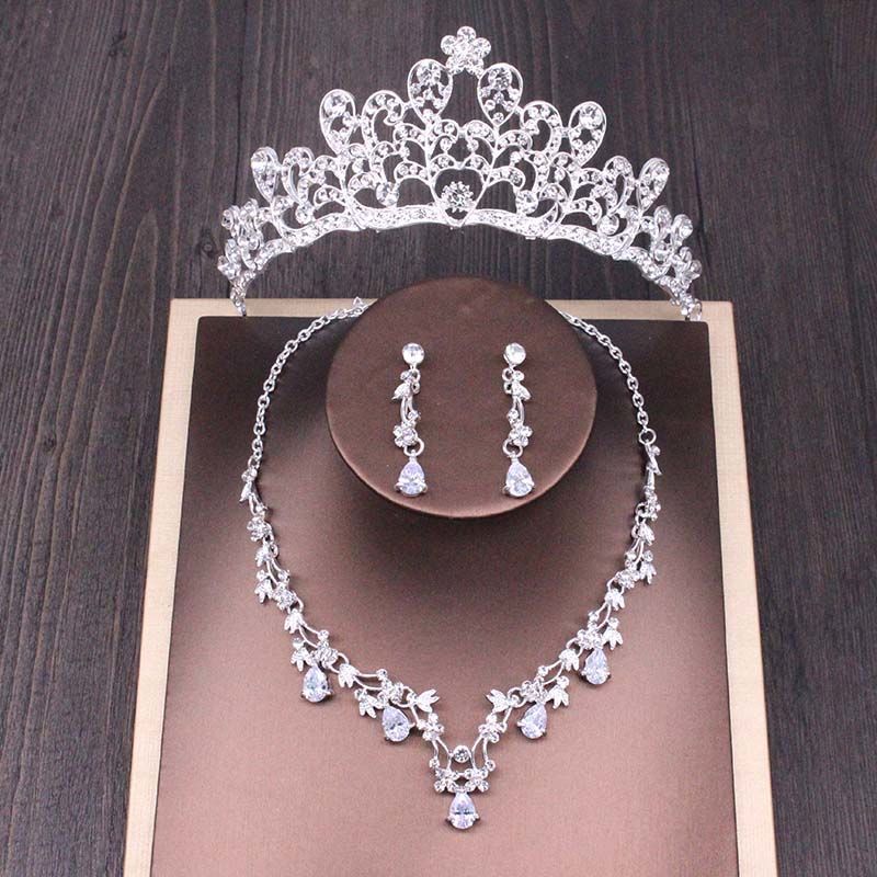 Bridal Rhinestone Crown Necklace Set