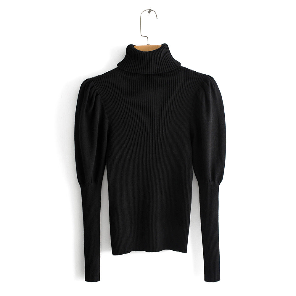 Puff sleeve turtleneck sweater