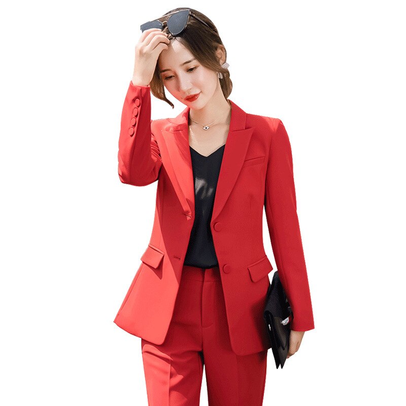 Solid Color Business Red Professional Suit