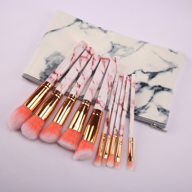 10 marble makeup brush sets, beauty tools, blush, eye shadow, face modification, 5 big 5 small explosions.