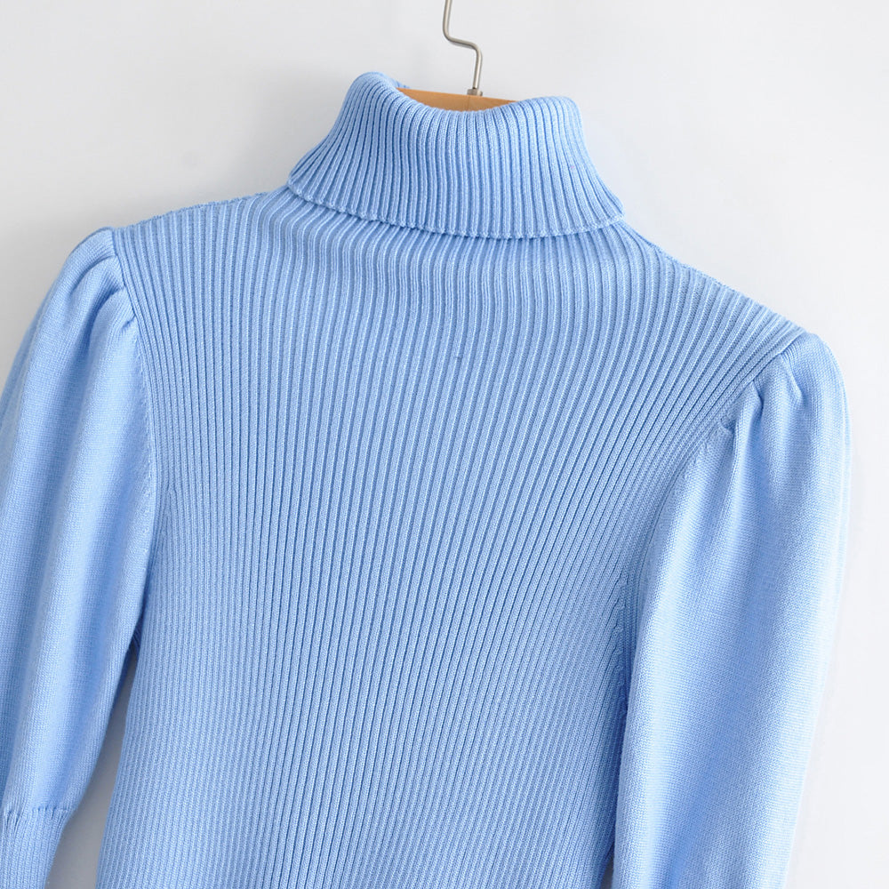 Puff sleeve turtleneck sweater