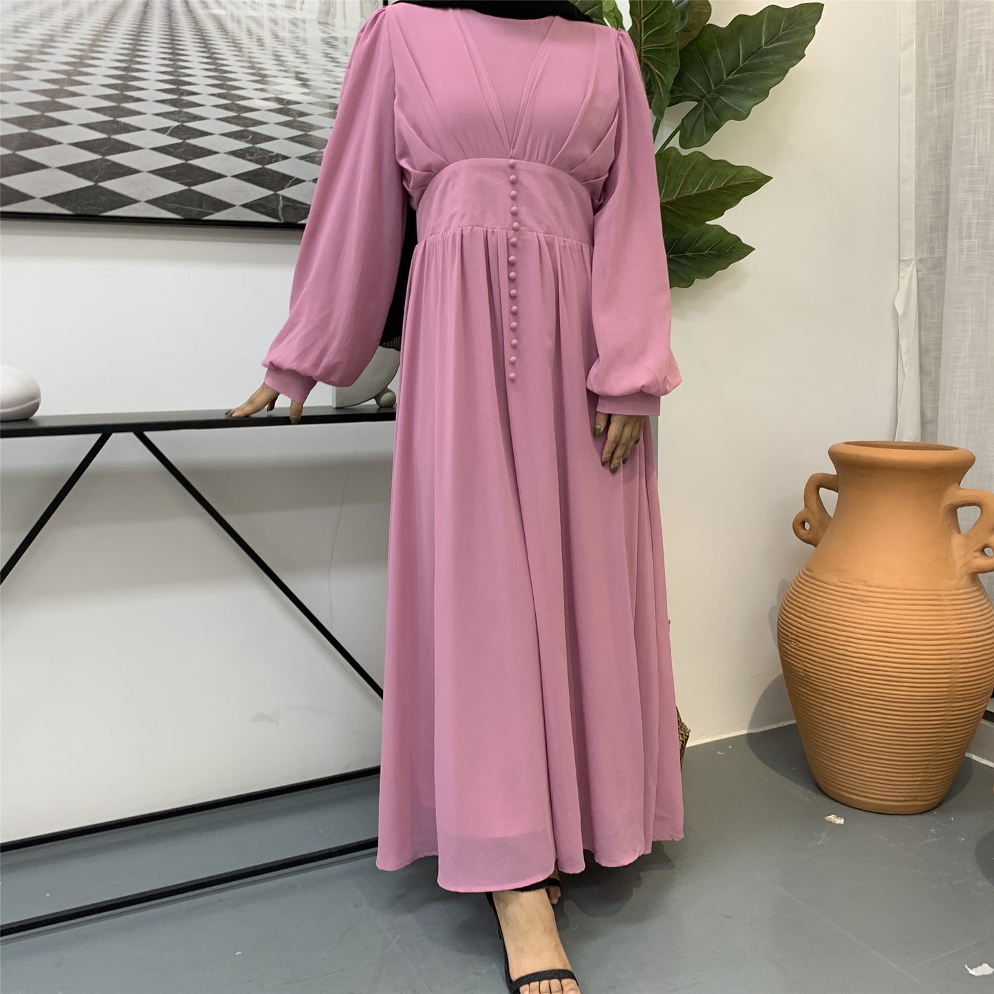 Double Chiffon  Simple And Elegant Muslim Dress