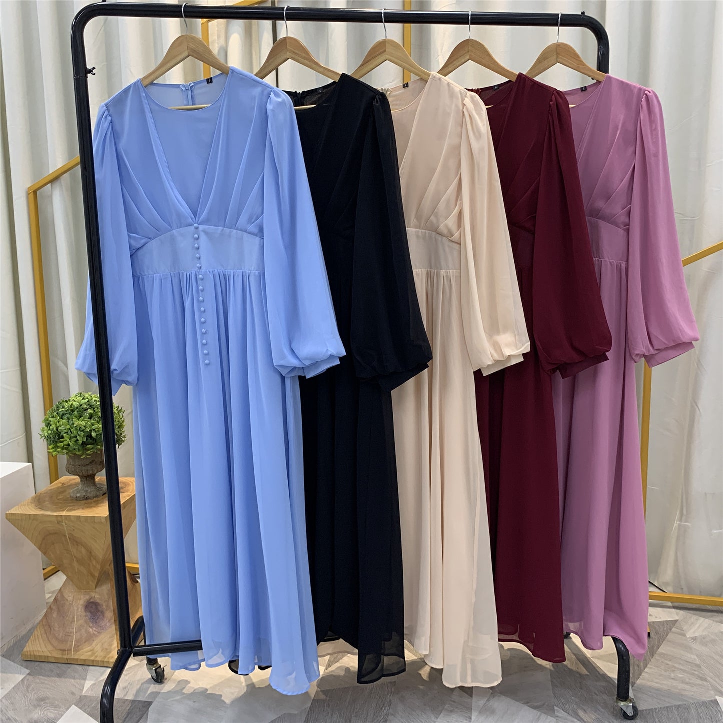 Double Chiffon  Simple And Elegant Muslim Dress