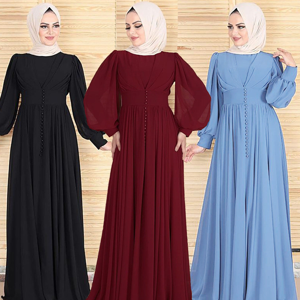 Double Chiffon  Simple And Elegant Muslim Dress