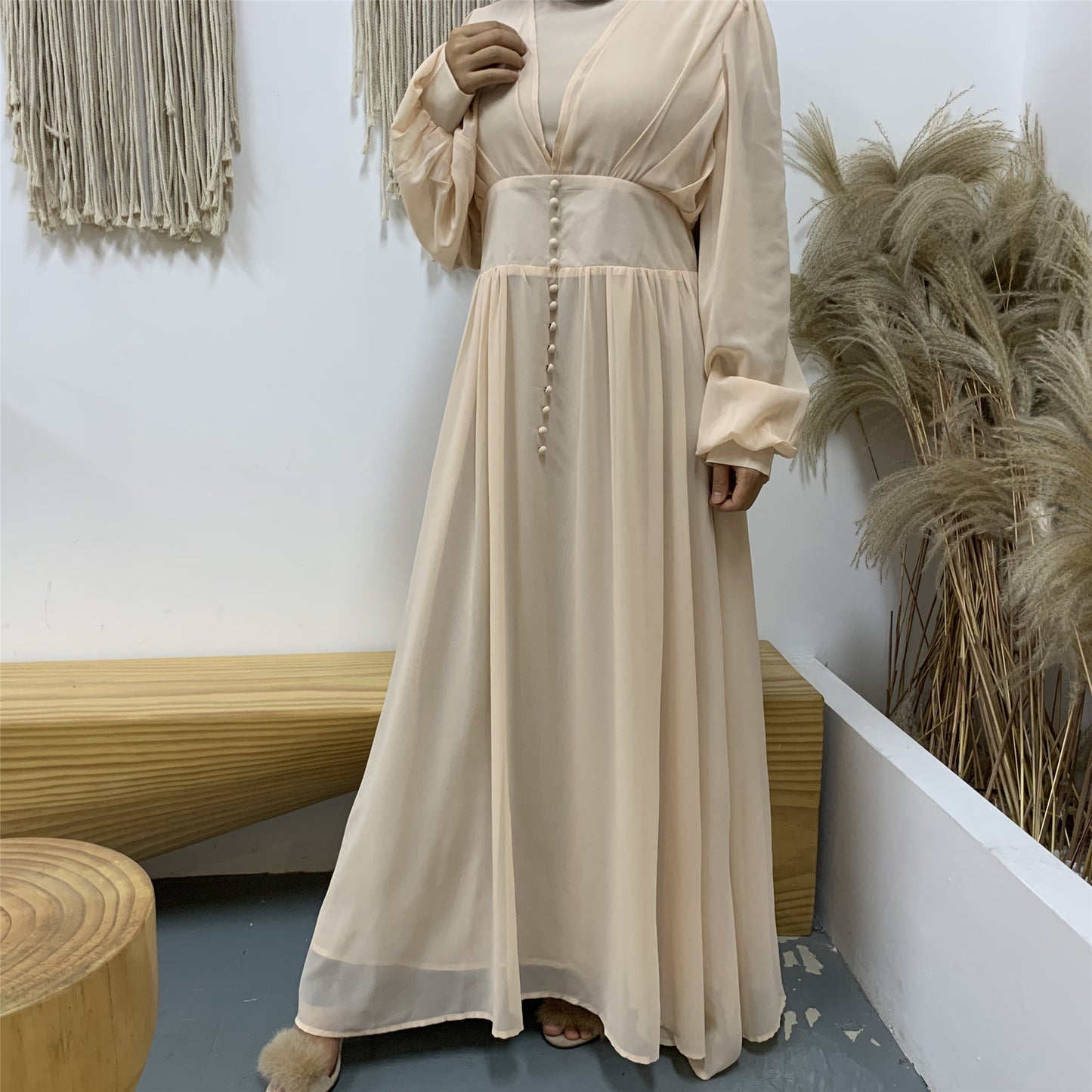 Double Chiffon  Simple And Elegant Muslim Dress