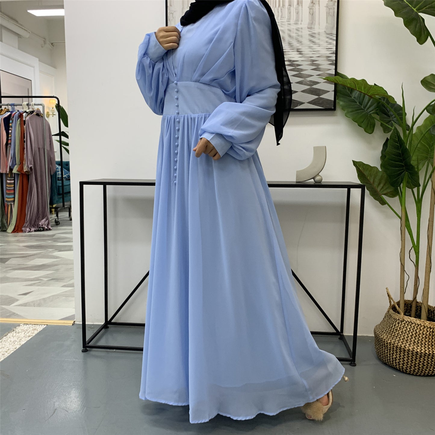 Double Chiffon  Simple And Elegant Muslim Dress