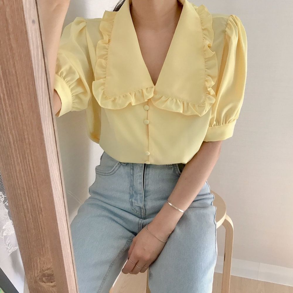 Chiffon Blouse Ruffled Slim rt Tops