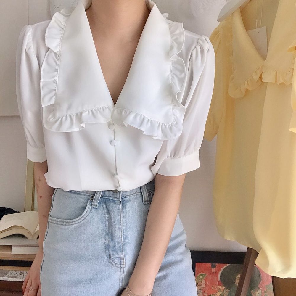 Chiffon Blouse Ruffled Slim rt Tops