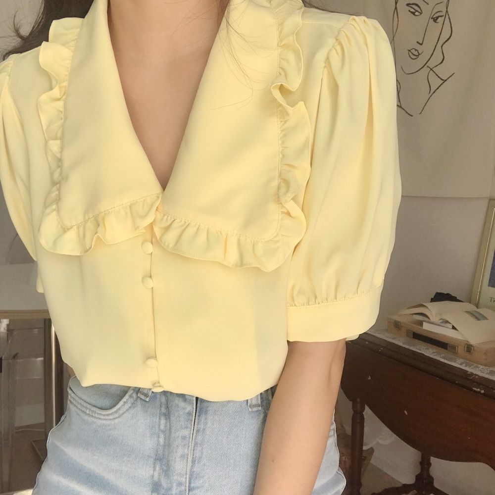 Chiffon Blouse Ruffled Slim rt Tops