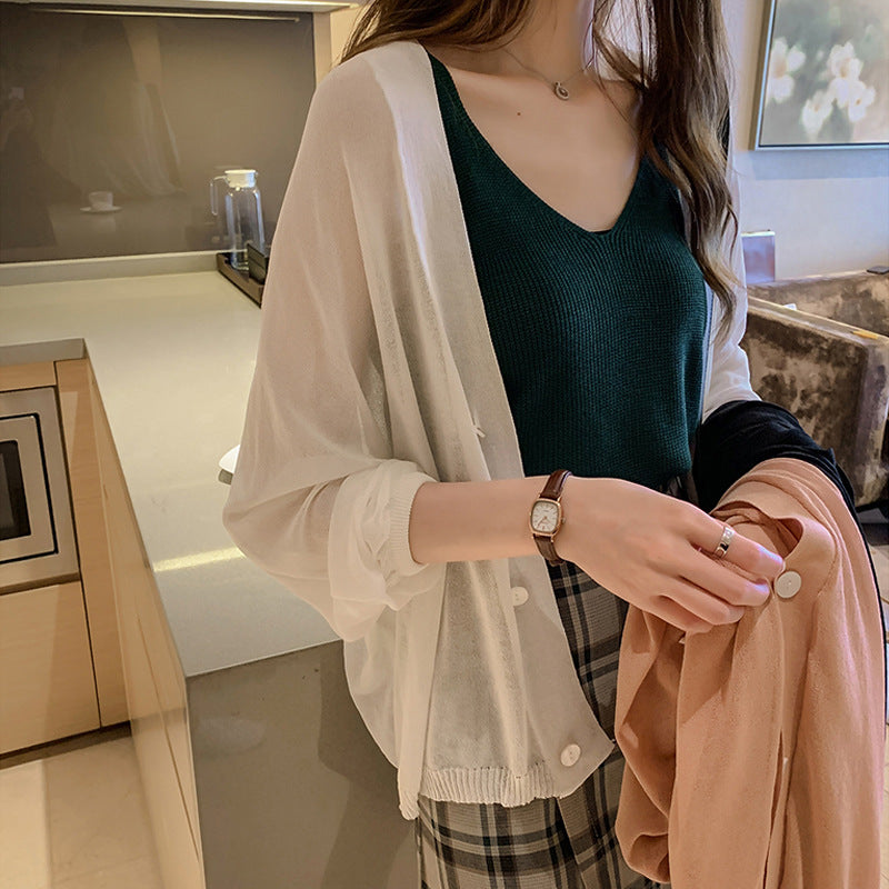 Summer Cardigans V Neck Transparent