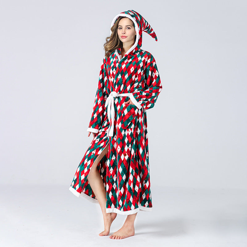 Sleepwear  Fleece Hooded Bathrobe