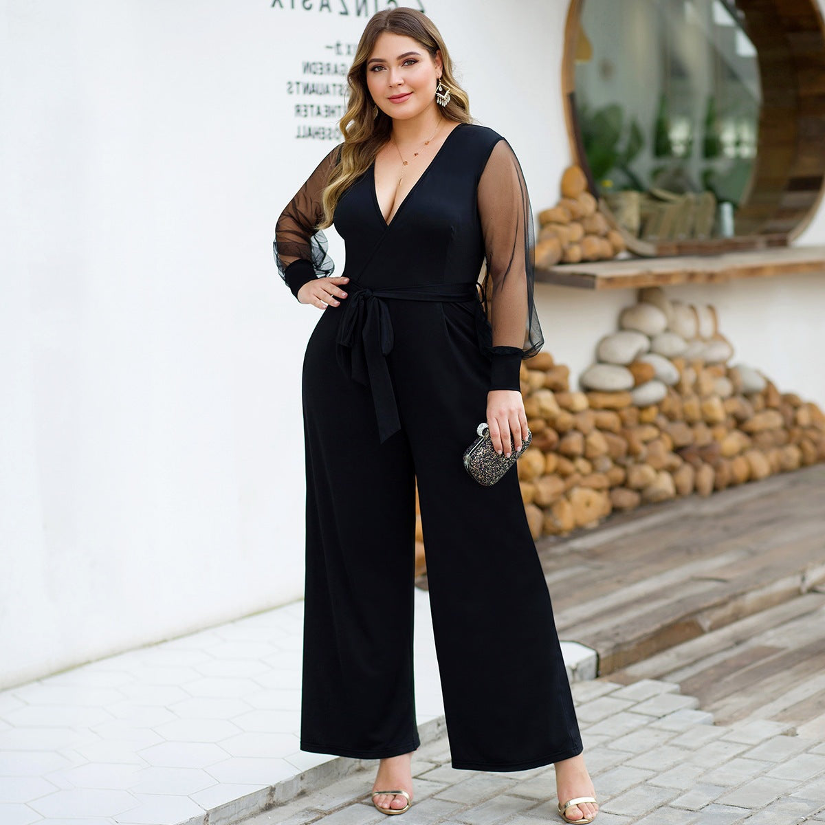 jumpsuit Deep V sexy overalls