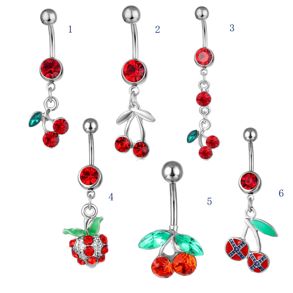 Piercing y Fruit Cherry Pendant Belly Ring