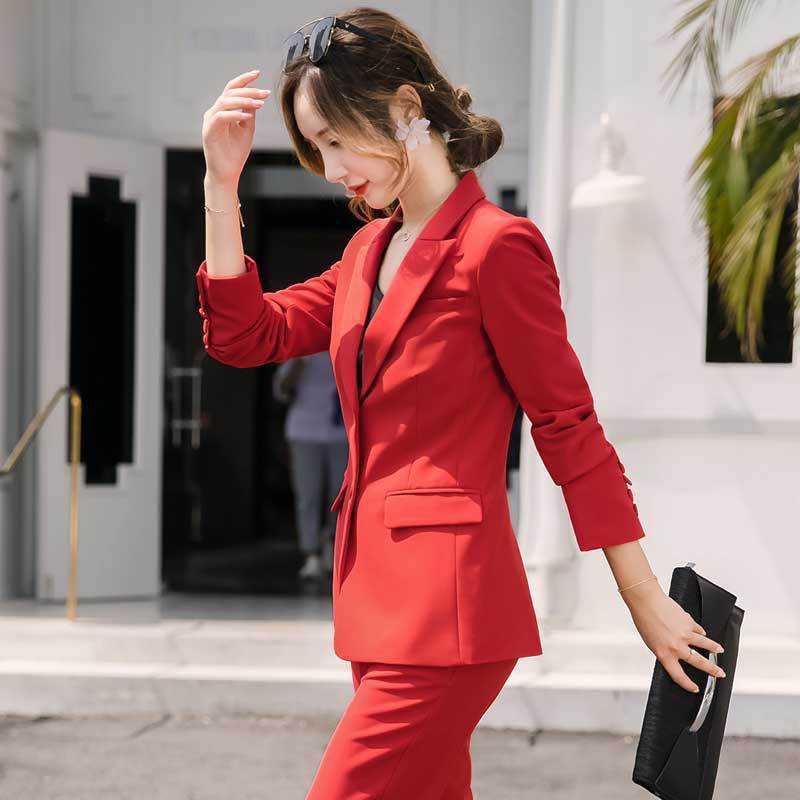 Solid Color Business Red Professional Suit