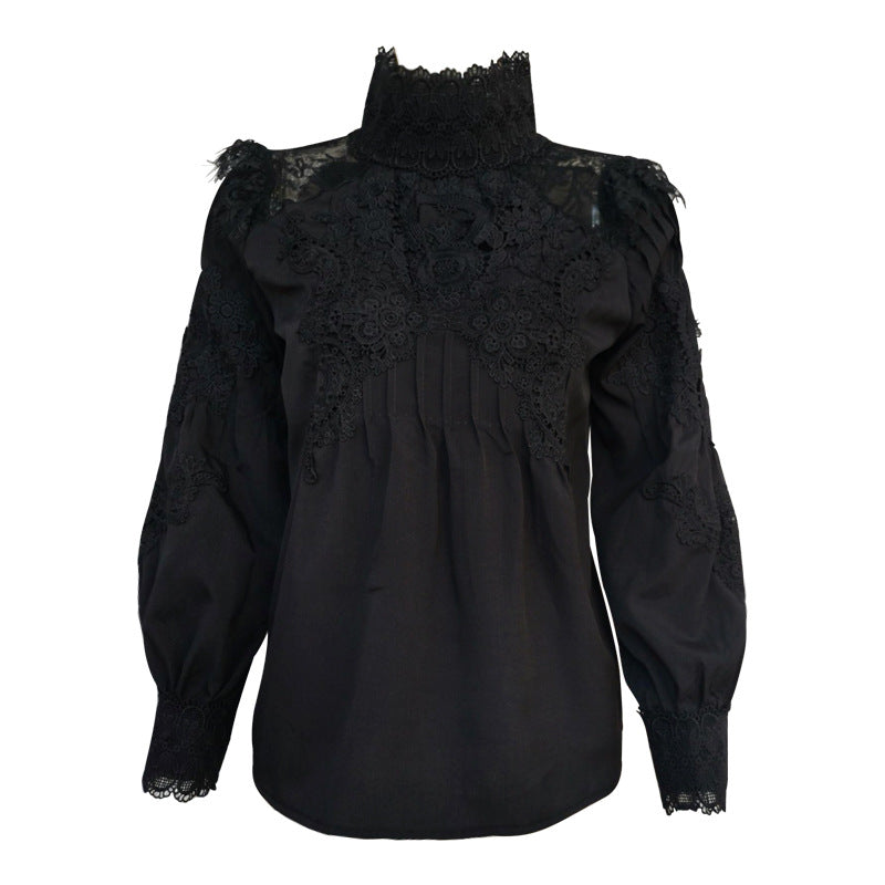 Lace hollowed-out shirts