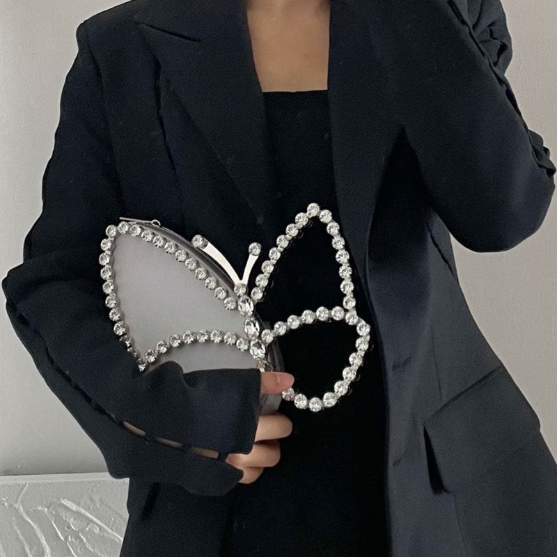 Butterfly Clutch With Diamonds  Dinner Bag