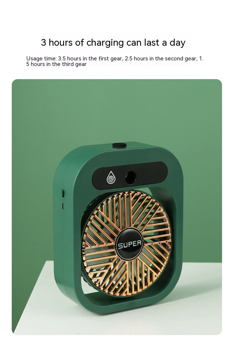 Ice Mist Little Desktop Blowing Three-in-one Electric Fan USB Charging Air Conditioner Fan