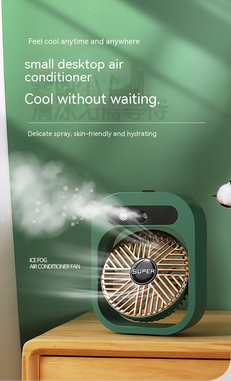 Ice Mist Little Desktop Blowing Three-in-one Electric Fan USB Charging Air Conditioner Fan