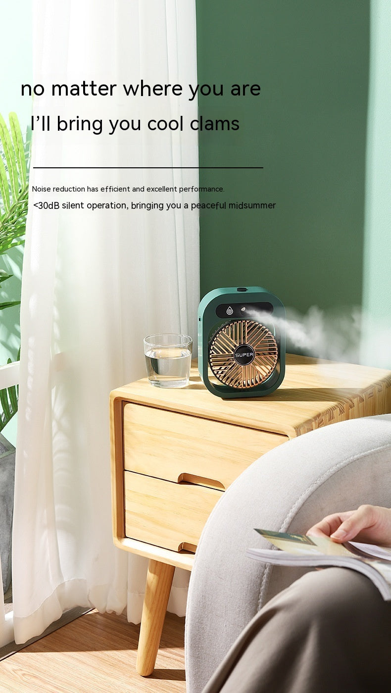 Ice Mist Little Desktop Blowing Three-in-one Electric Fan USB Charging Air Conditioner Fan