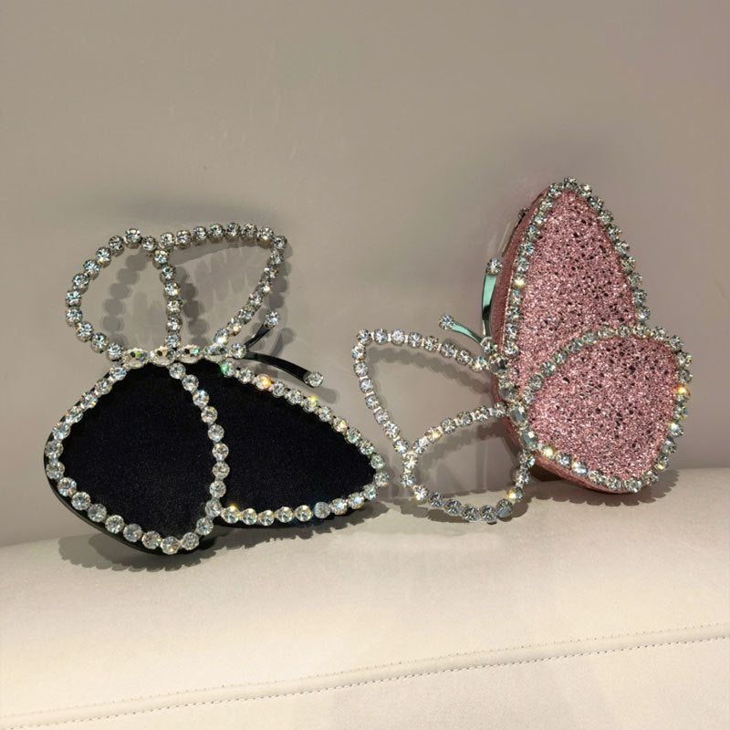 Butterfly Clutch With Diamonds  Dinner Bag