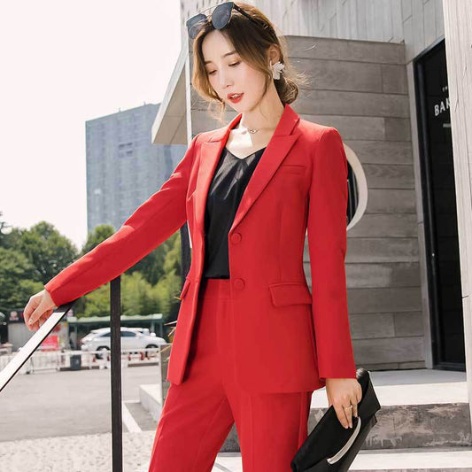 Solid Color Business Red Professional Suit