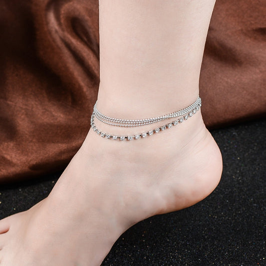 Multilayer  Crystal Anklet