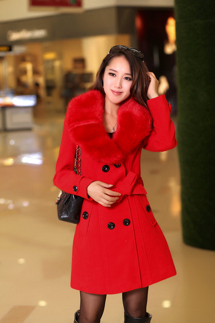 double-breasted woolen coat