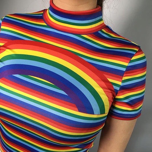 RAINBOW TURTLENECK TOP