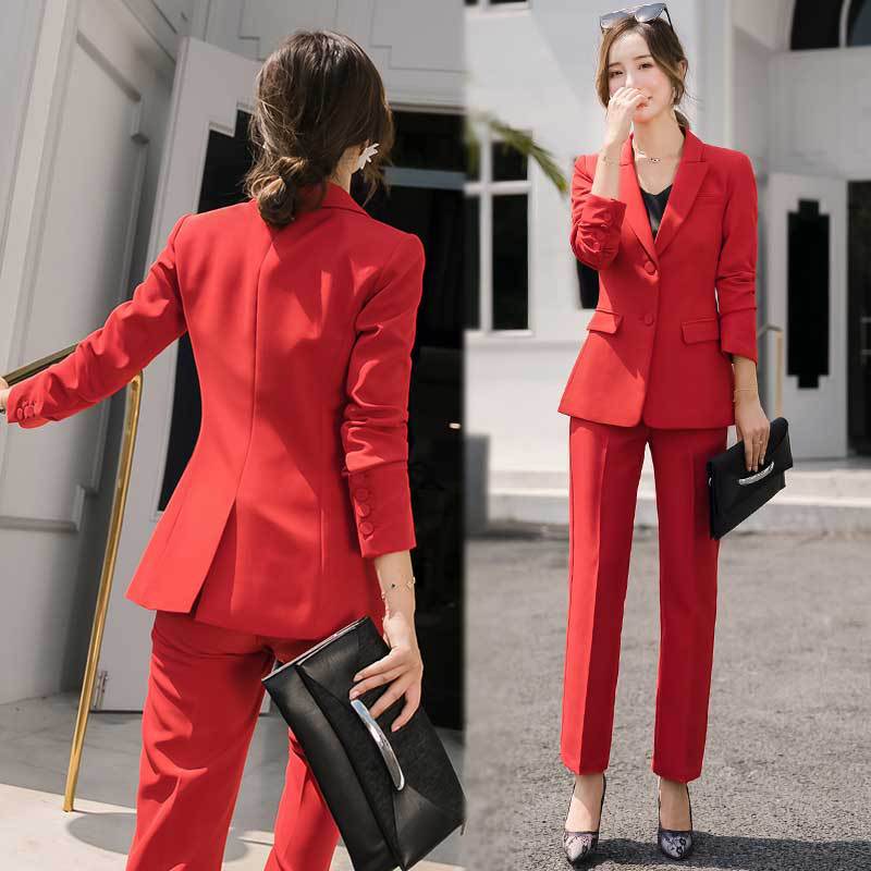 Solid Color Business Red Professional Suit