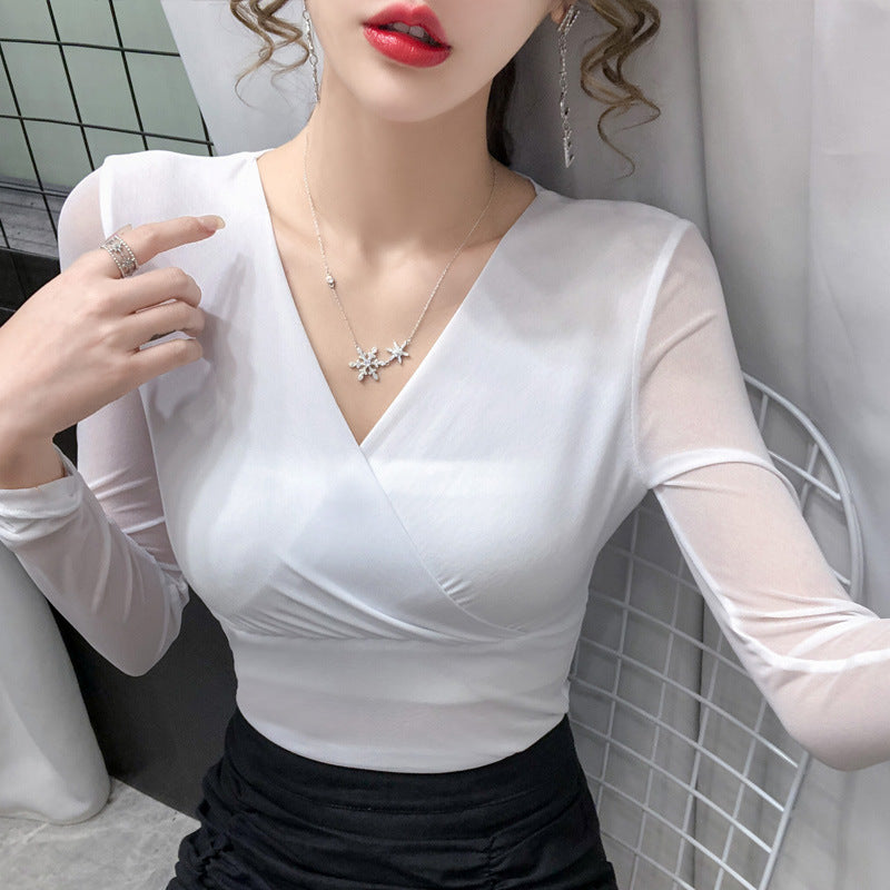 Mesh Bottomingt Long-sleeved  Shirt