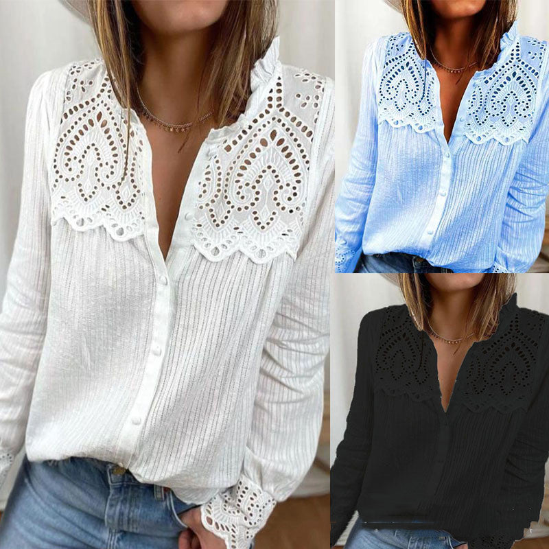 Autumn Lace Stitching Shirt