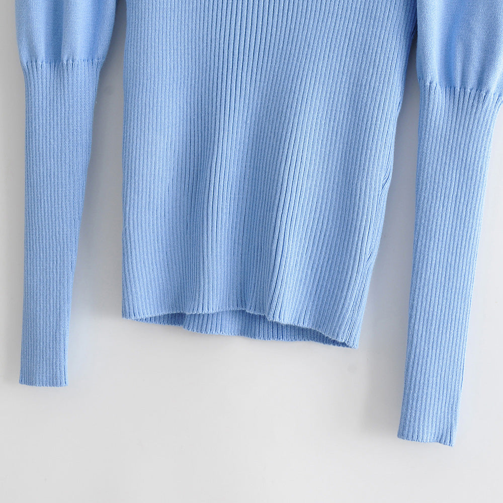 Puff sleeve turtleneck sweater