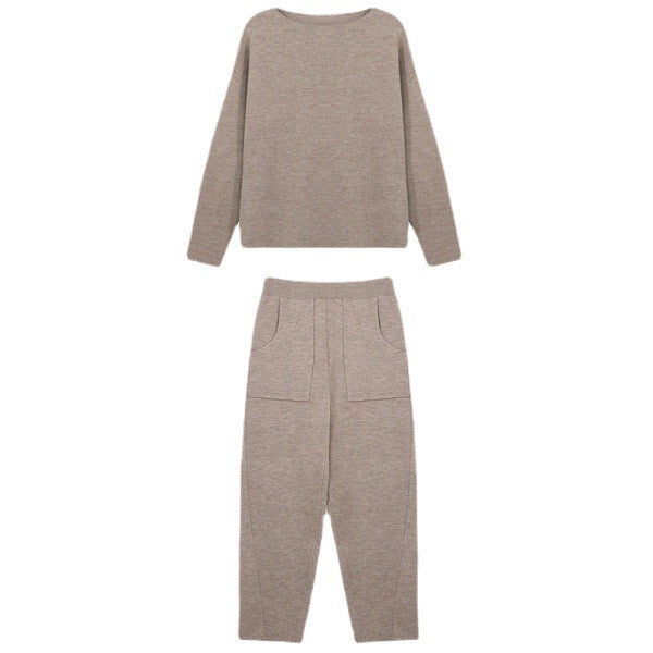 Knitted Casual Pants Suit