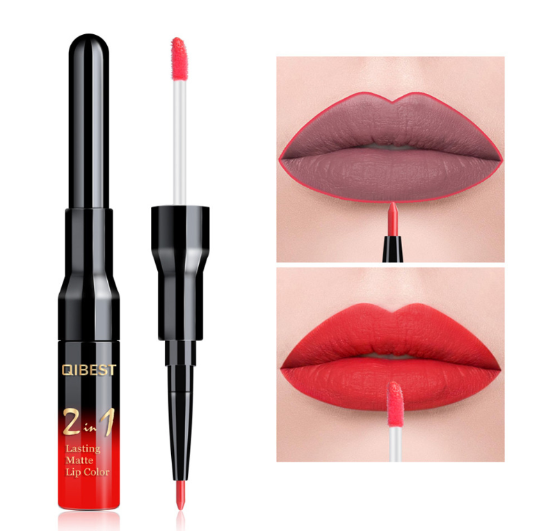 Matte Nonstick Liquid  Double Lip Gloss Pen