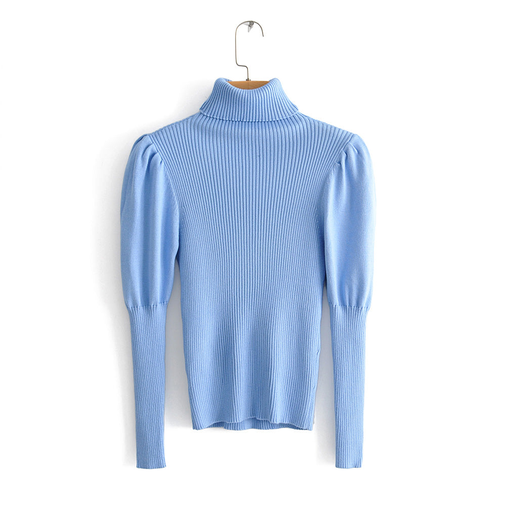 Puff sleeve turtleneck sweater