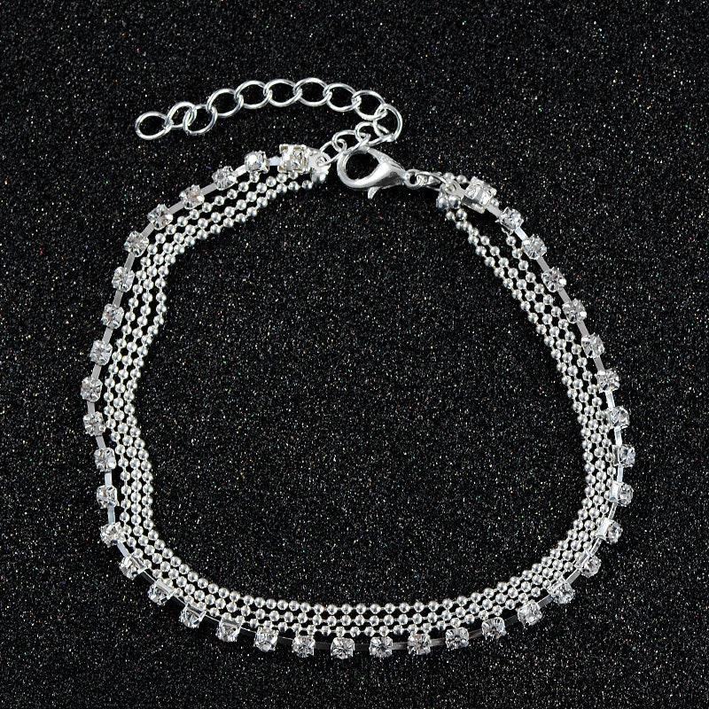 Multilayer  Crystal Anklet