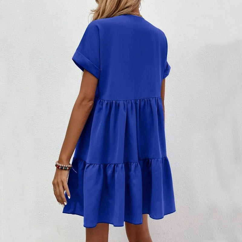 Short-sleeved V-neck Dress