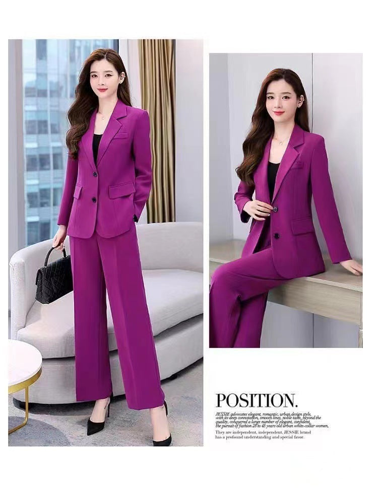 Business Suit Wide Leg Pants Two-piece Suit For Women