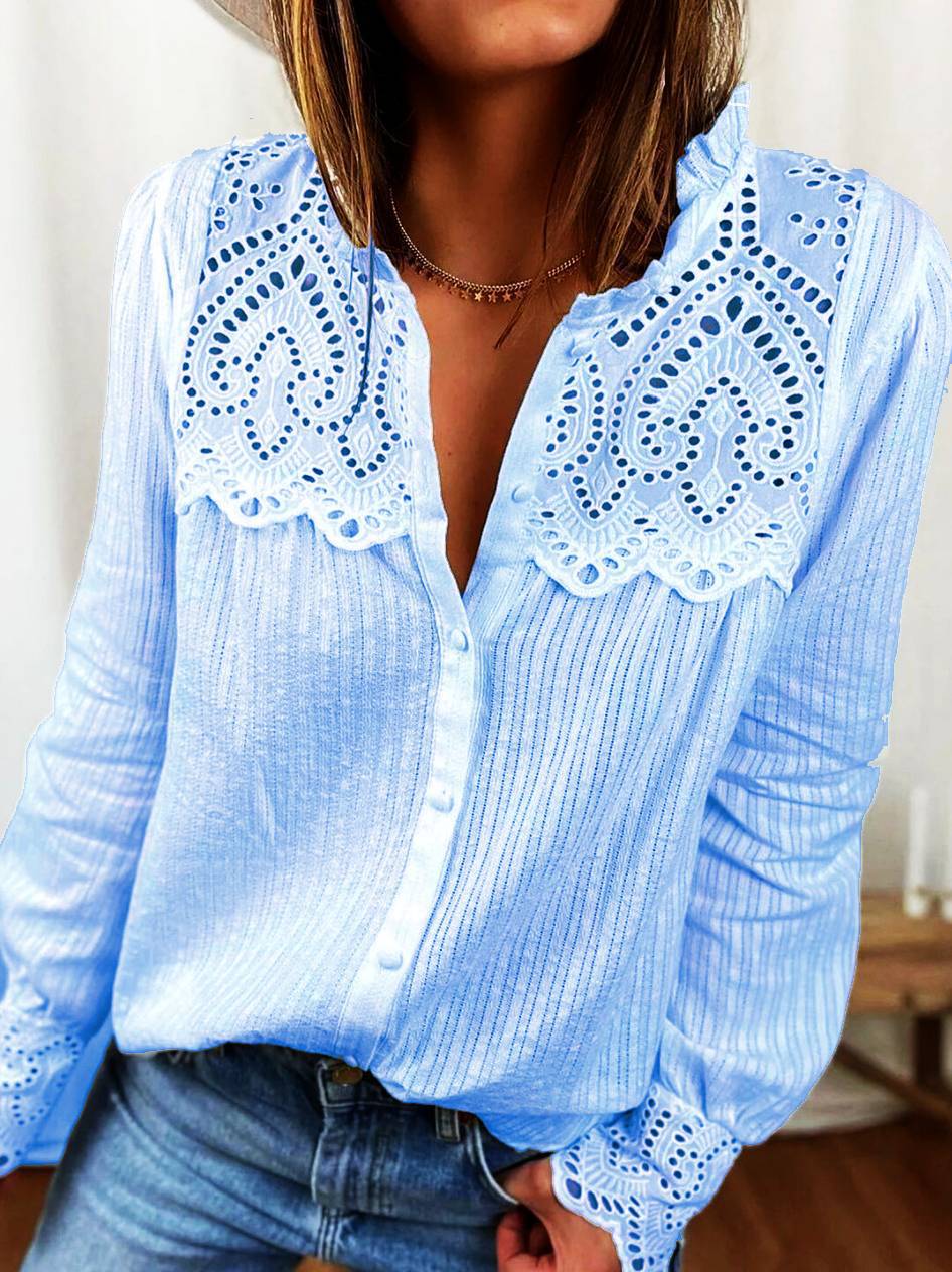 Autumn Lace Stitching Shirt