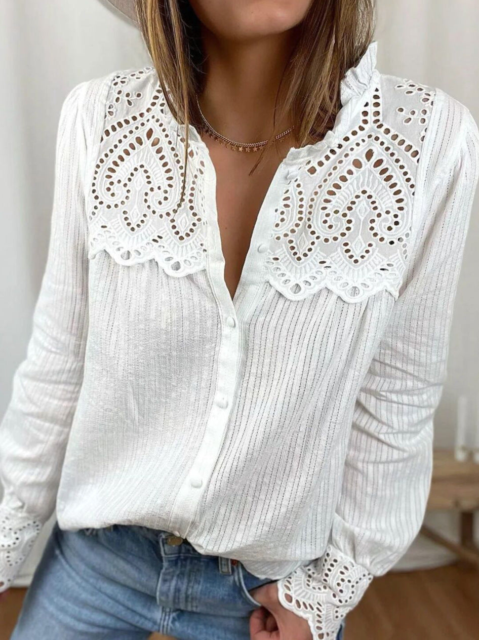 Autumn Lace Stitching Shirt