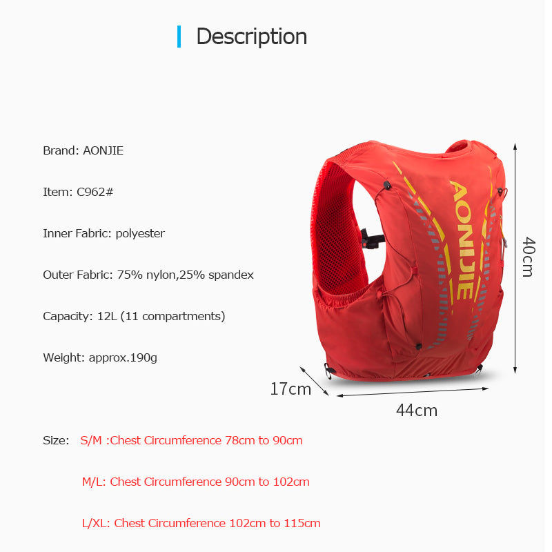 Marathon running water bag backpack