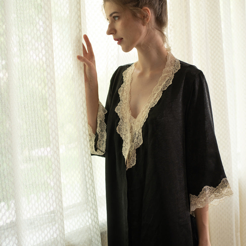 Lace pajamas bathrobe suit