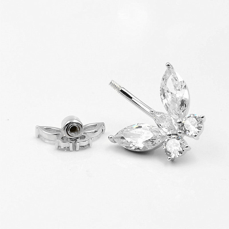 Sterling Silver Zircon Belly Button Piercing