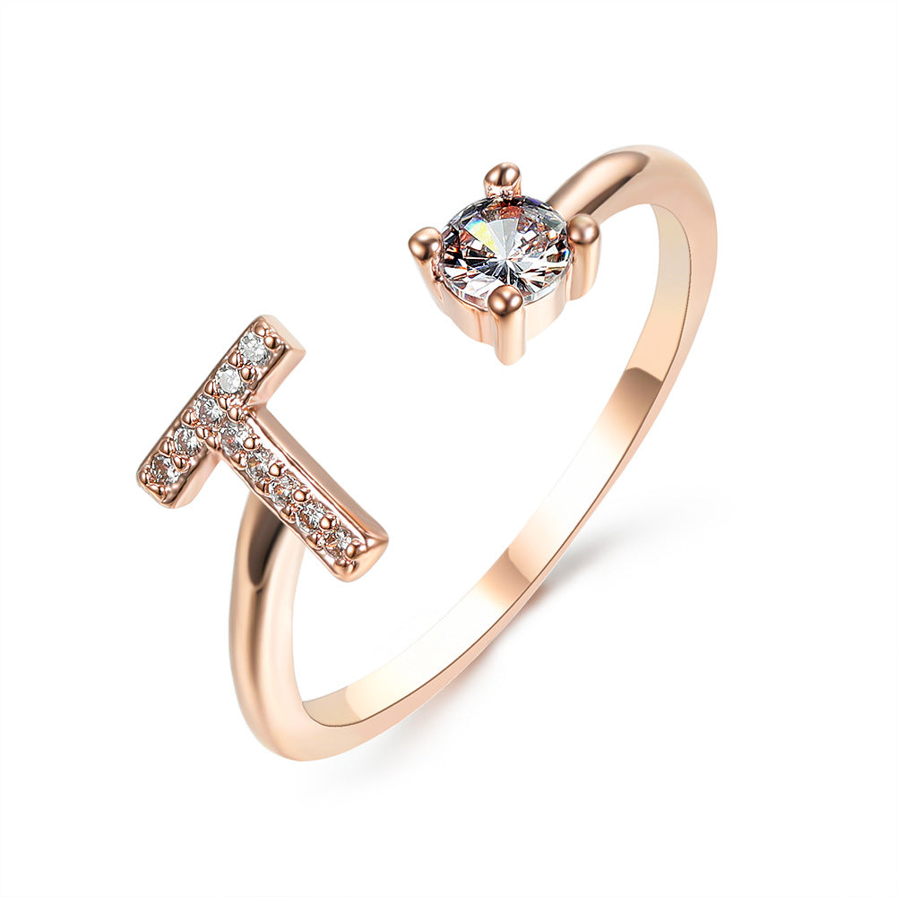 Adjustable 26 Initial Letter Ring Fashion Jewelry For Women