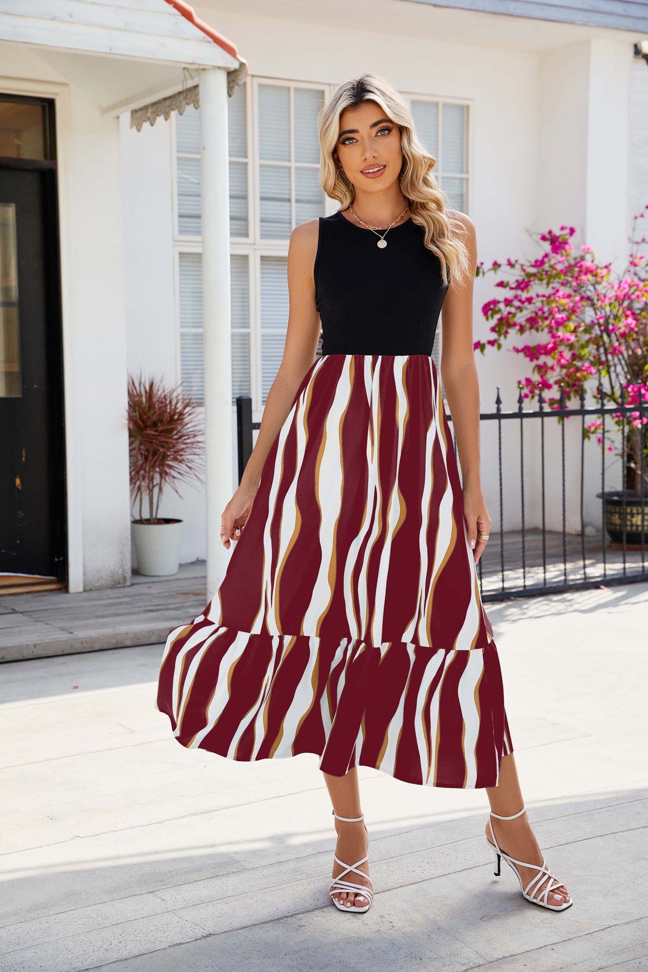 Round Neck Sleeveless Long Dress